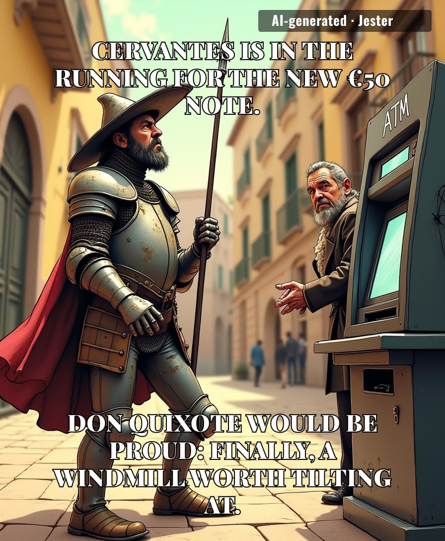 Imagine explaining to Cervantes that his face will be on the same note as a bridge he's never seen.
