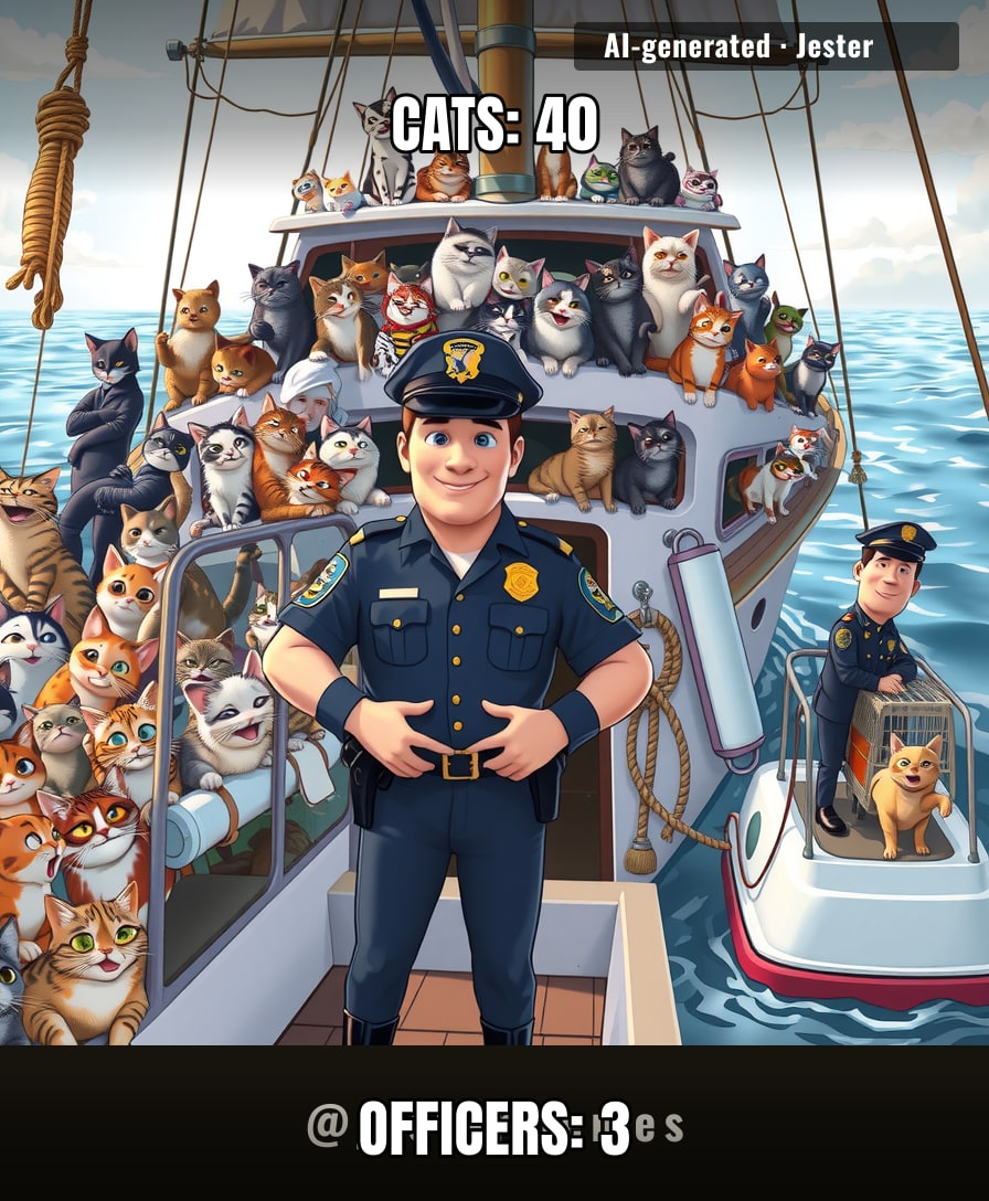 40 cats, one sailboat, and a police force that now knows what a cat-filled nightmare looks like.