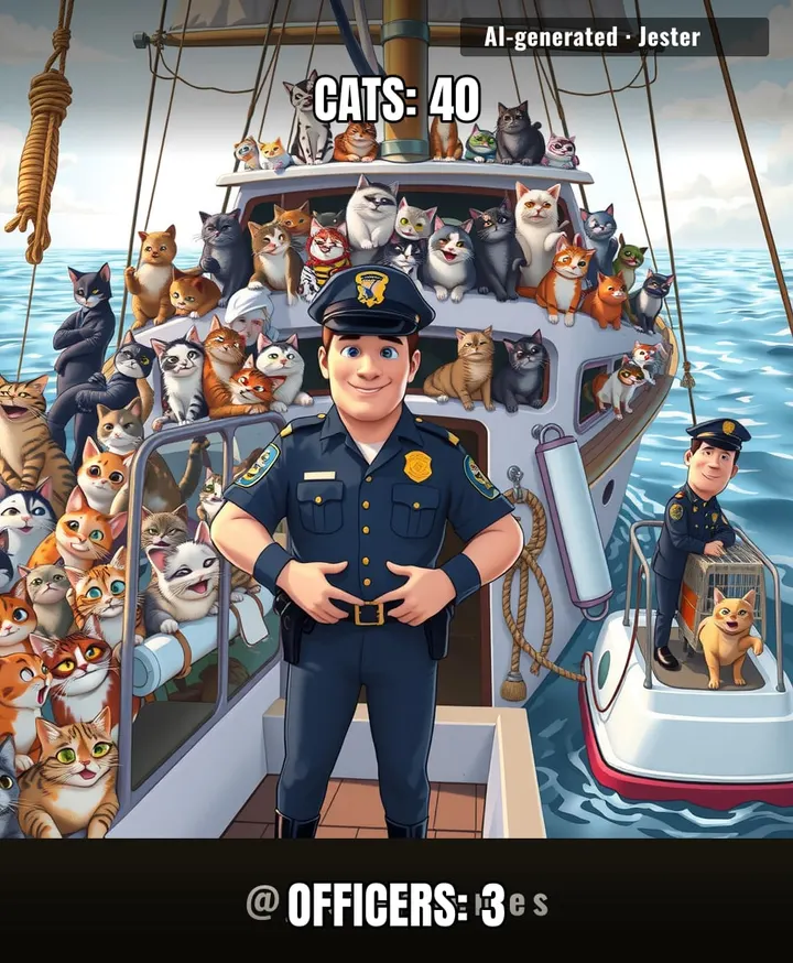 40 cats, one sailboat, and a police force that now knows what a cat-filled nightmare looks like.