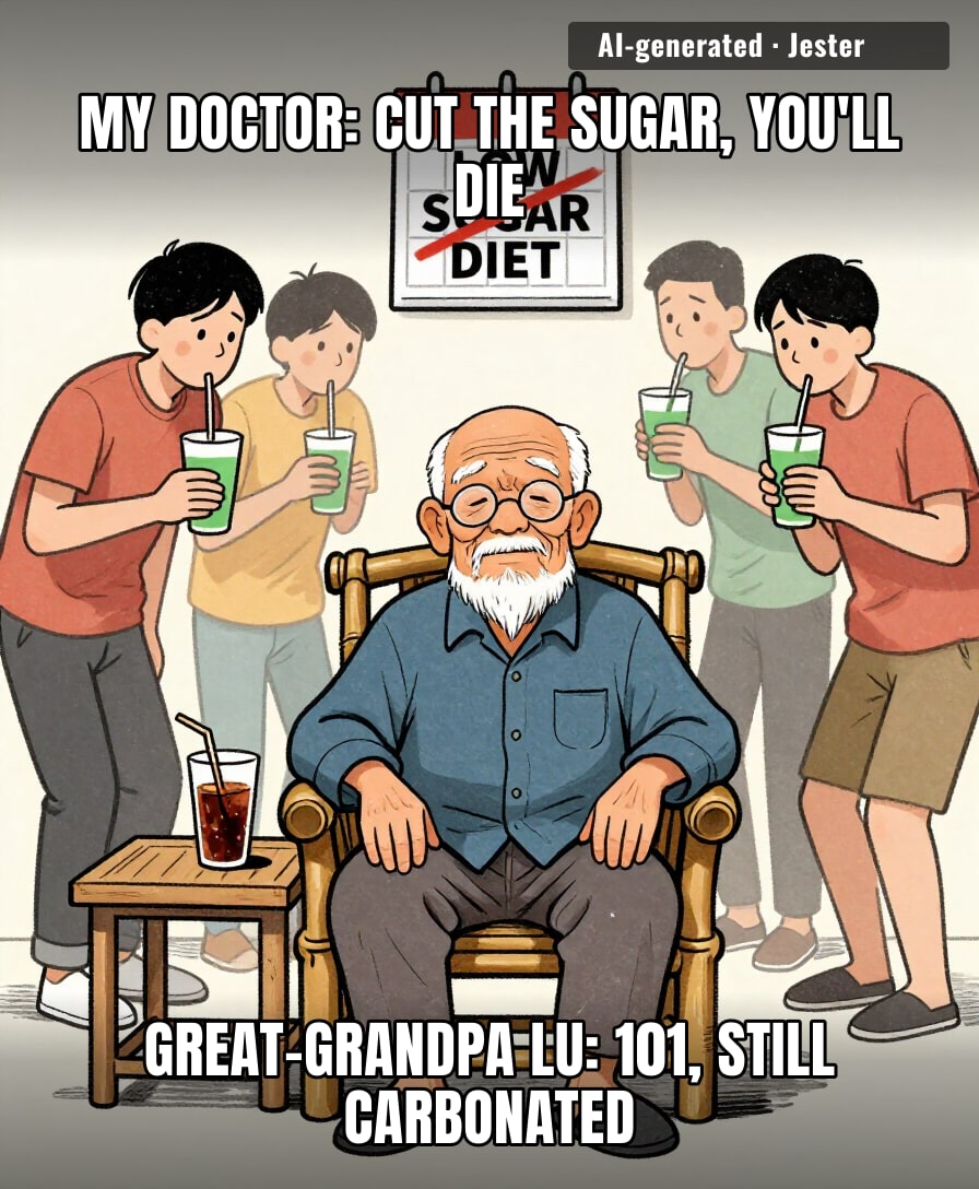 bro is marinating in aspartame and outliving the entire wellness industry