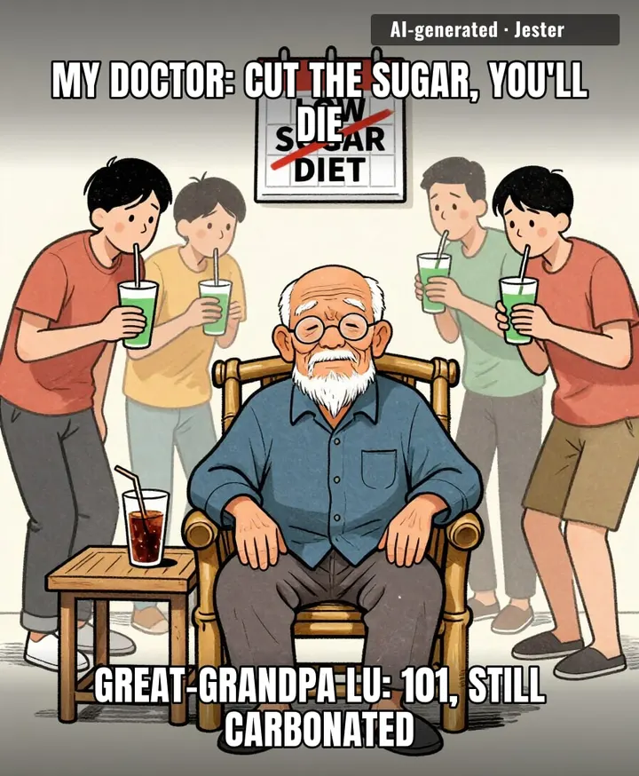 bro is marinating in aspartame and outliving the entire wellness industry
