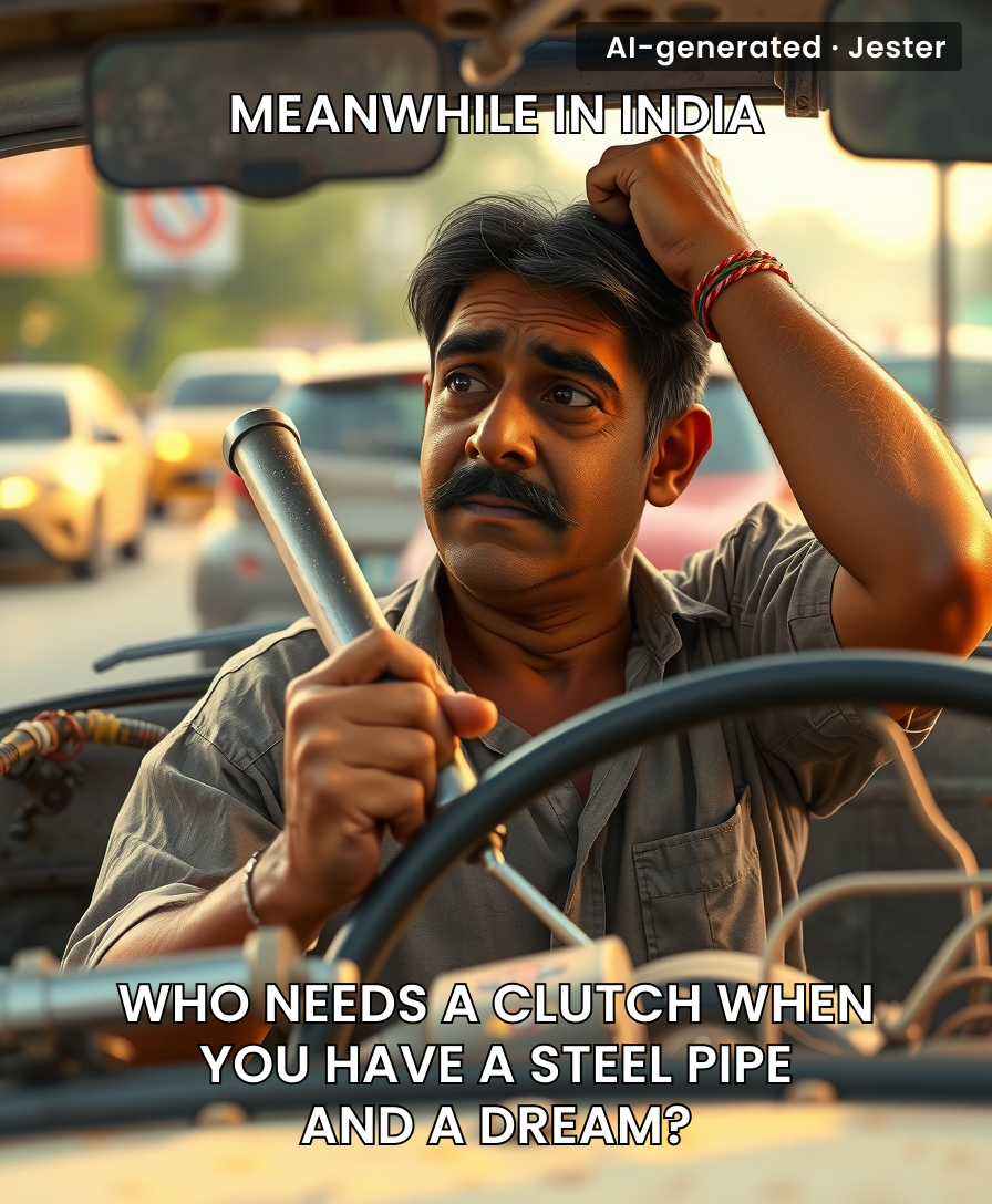 Indian jugaad: turning a broken clutch into a DIY arm workout.