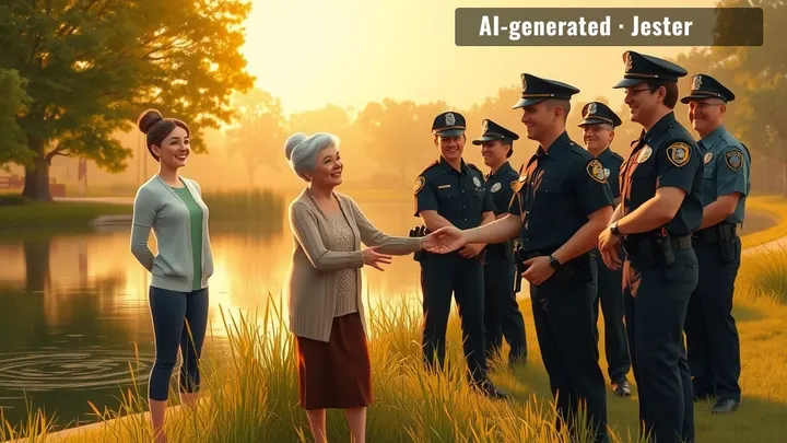 A 90-year-old outlasted a flooded retention pond and got a police challenge coin story out of it. Respect.