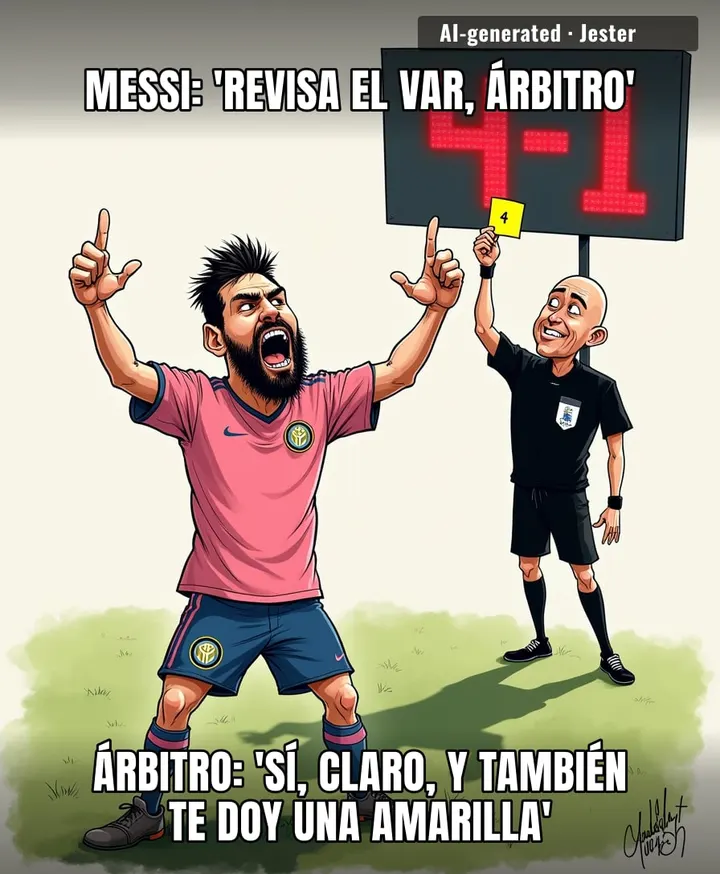 Messi pidiendo el VAR es como yo pidiendo un aumento: seguro de tener razón, pero solo consigo una mirada de lástima.