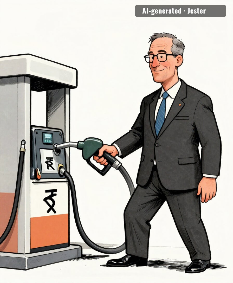 "we're all in this together," says the man holding the pump.