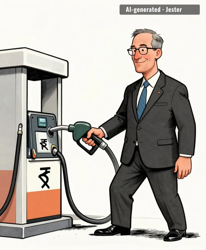 "we're all in this together," says the man holding the pump.