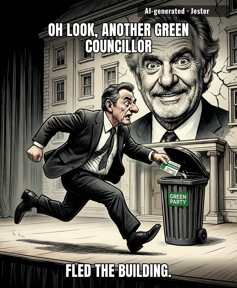 Turns out the only thing shrinking faster than the Green Party's membership is the time it takes for them to realize who their leadership is.