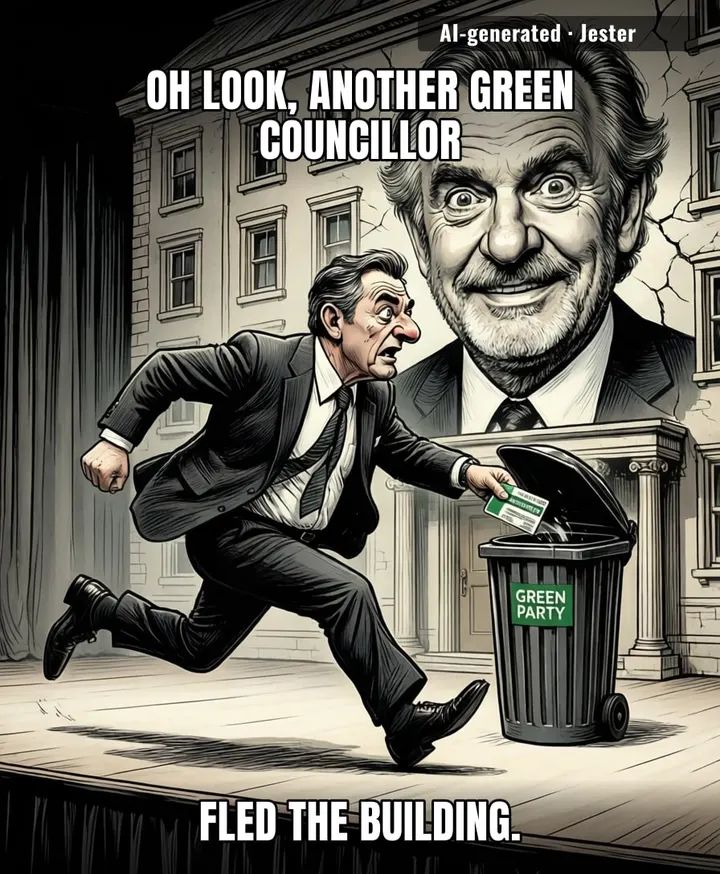 Turns out the only thing shrinking faster than the Green Party's membership is the time it takes for them to realize who their leadership is.
