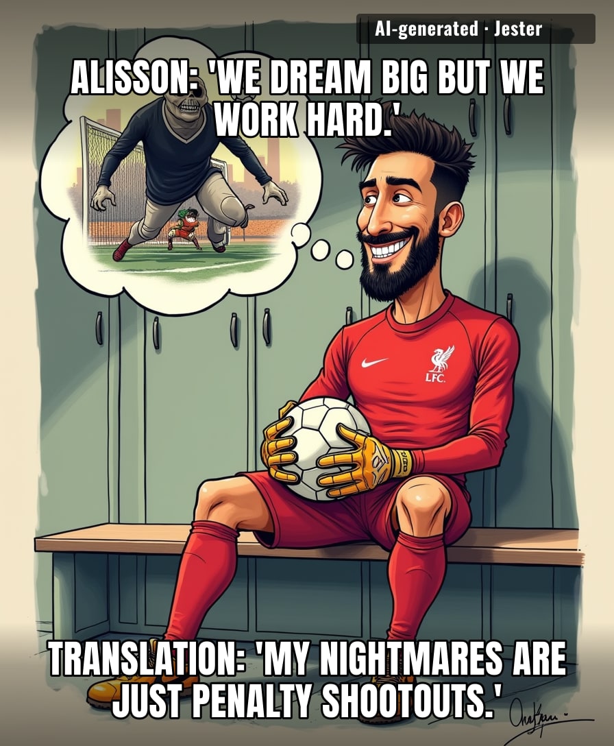 Goalkeepers don't dream big; they dream of a back four that doesn't give them PTSD.
