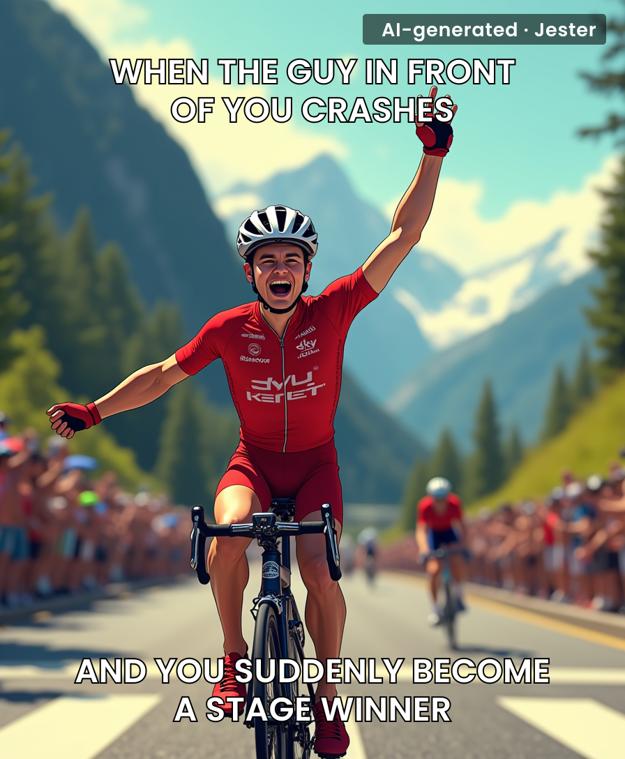 Remco Evenepoel's first Tour stage win: the pavement-assisted edition.