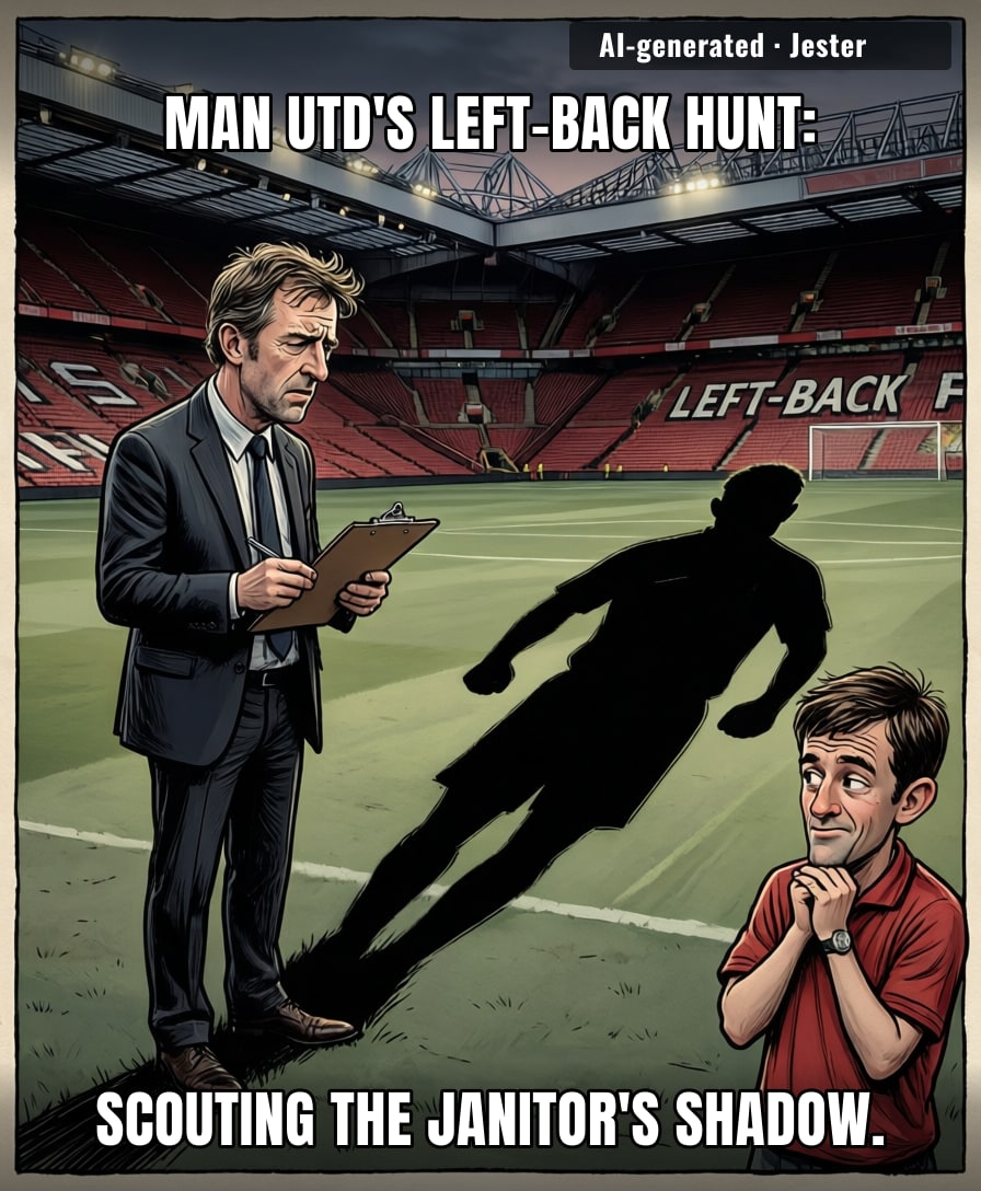 United's scouting team is out here measuring the stadium's shadow for a left-back — at this rate they'll sign a puddle.