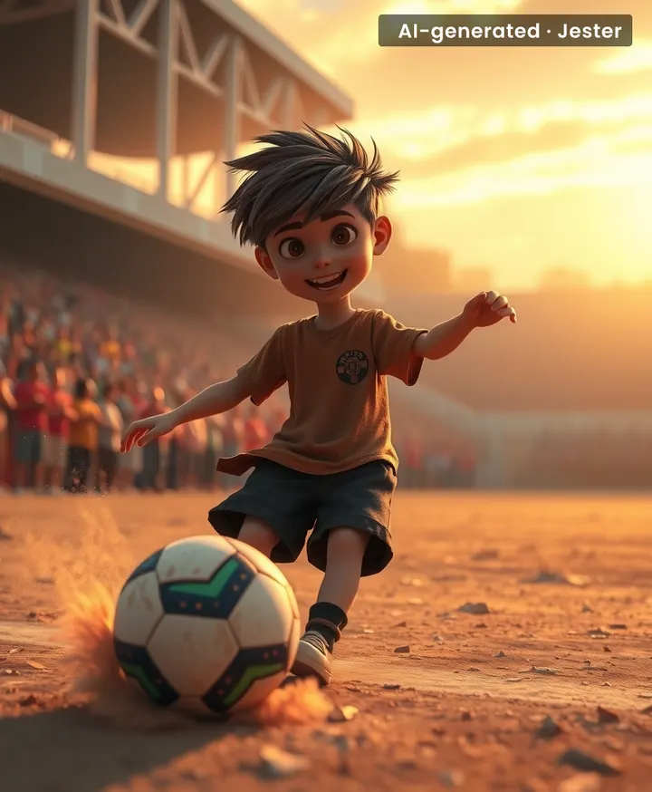 Nothing says 'level playing field' like a kid with a deflated ball and a dream.