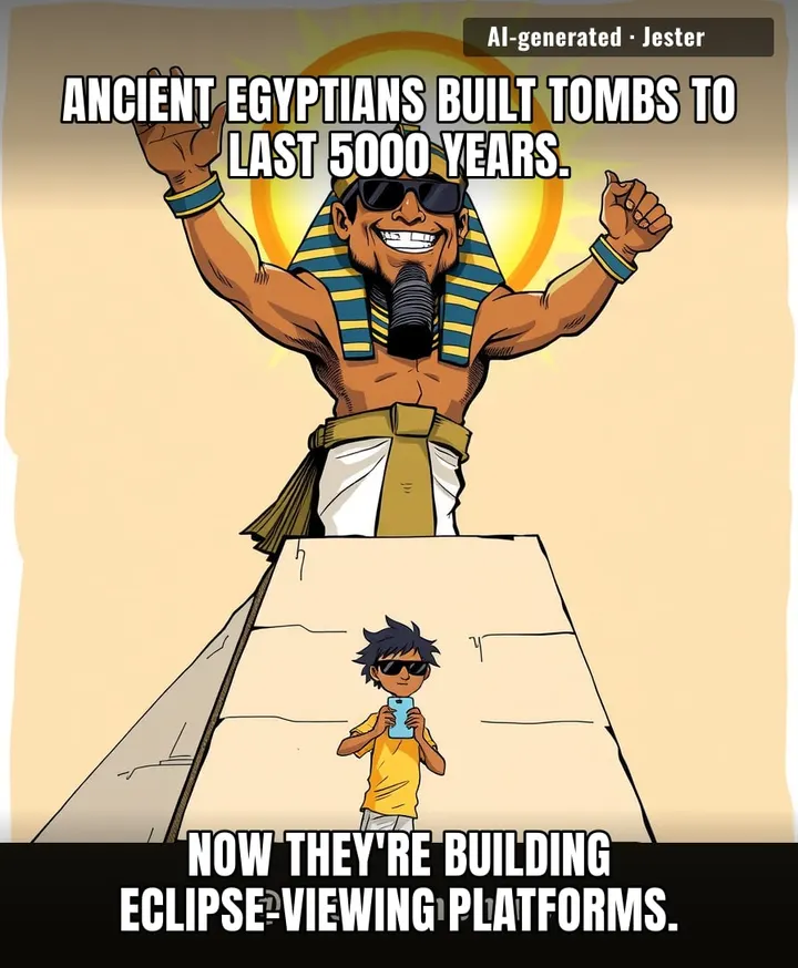 The Pharaohs spent centuries preparing for the afterlife; we just need a spot to watch the sky for 7 minutes.