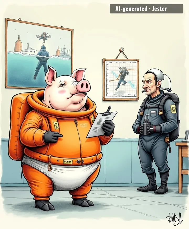 When the pig in the next lab has better dive gear than your actual dive gear, maybe it's time to hang up the fins.
