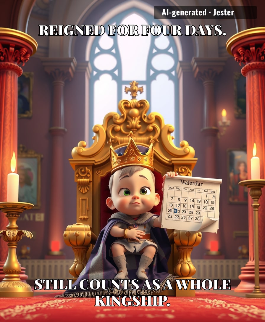 Four days as king is basically the corporate equivalent of having a title but no job — the dream.