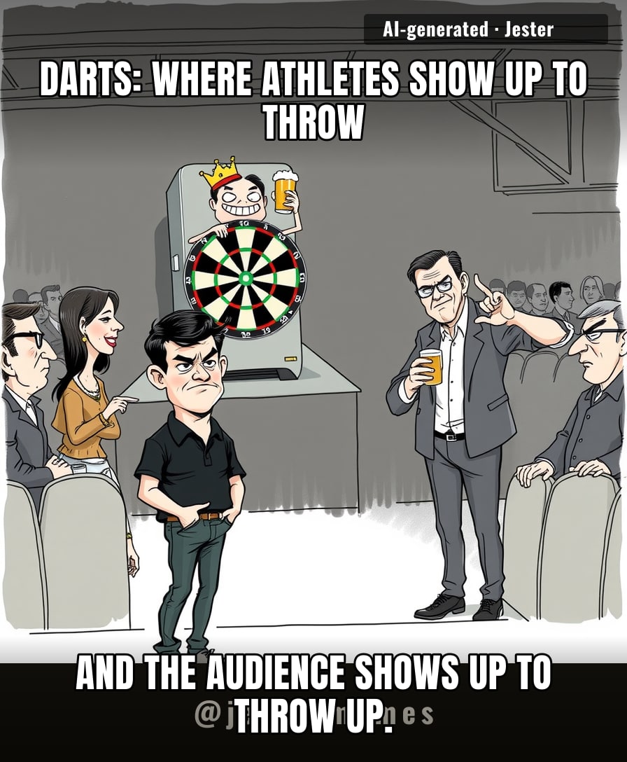 The only sport where the players' warm-up stretch is a 10-second shoulder roll and the crowd's is a 14-pint lunge.