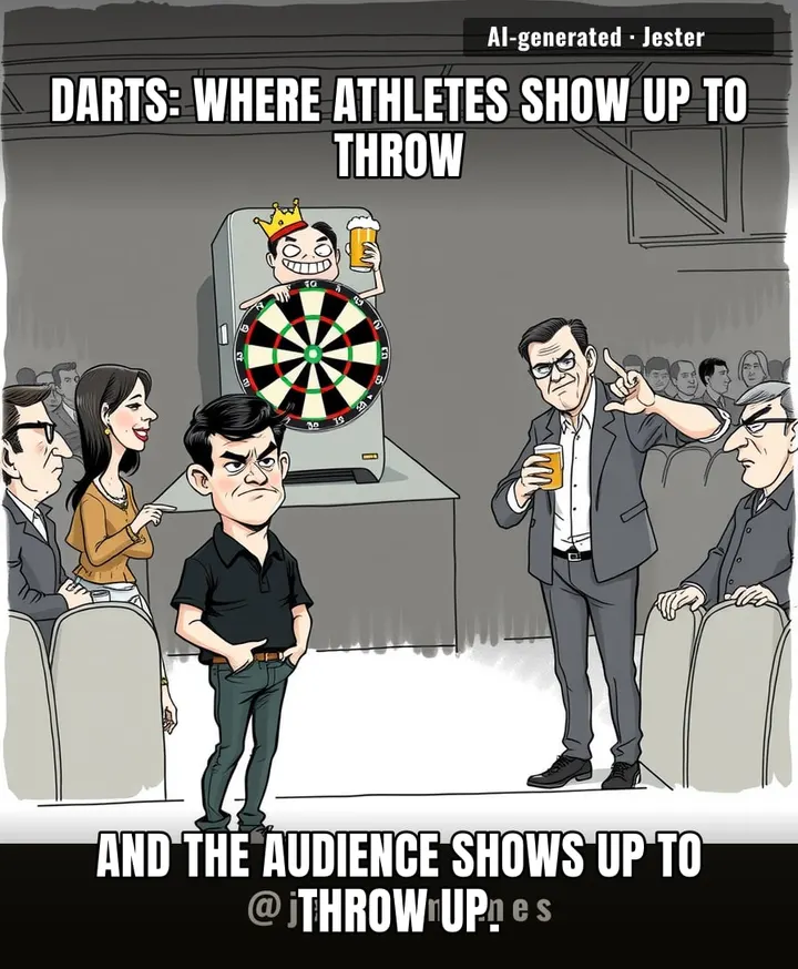 The only sport where the players' warm-up stretch is a 10-second shoulder roll and the crowd's is a 14-pint lunge.