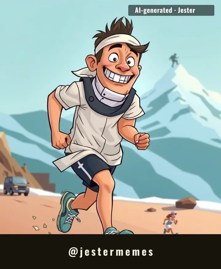 He literally fell head over heels for running.
