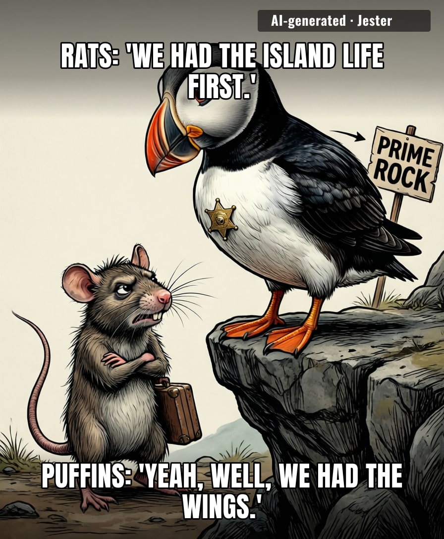 Humans: 1, Rats: 0, and the puffins are now the HOA president.