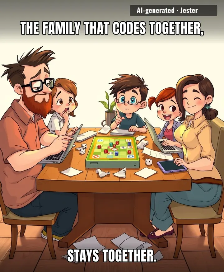 Nothing says 'wholesome family bonding' like the kids teaching Dad how to unmute himself on Zoom.