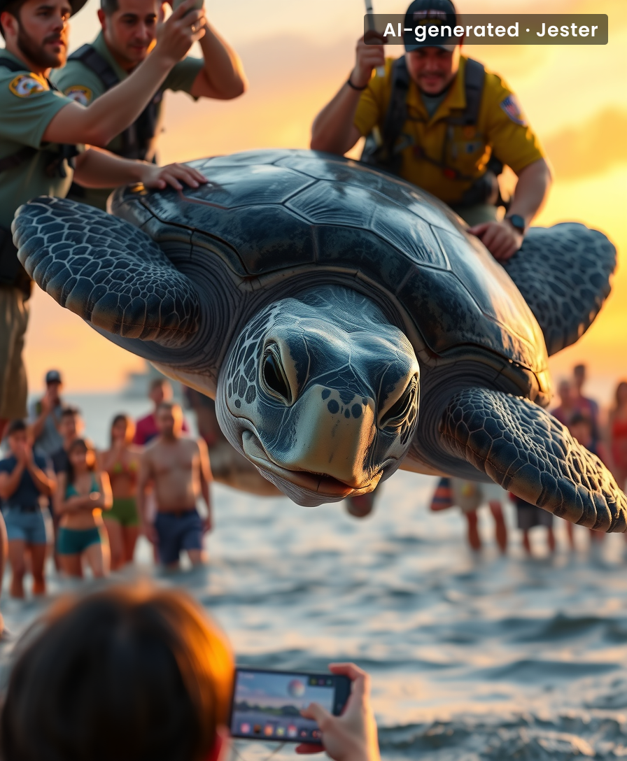 That turtle isn't lost, it's just Florida's new mascot — still more predictable than the weather.