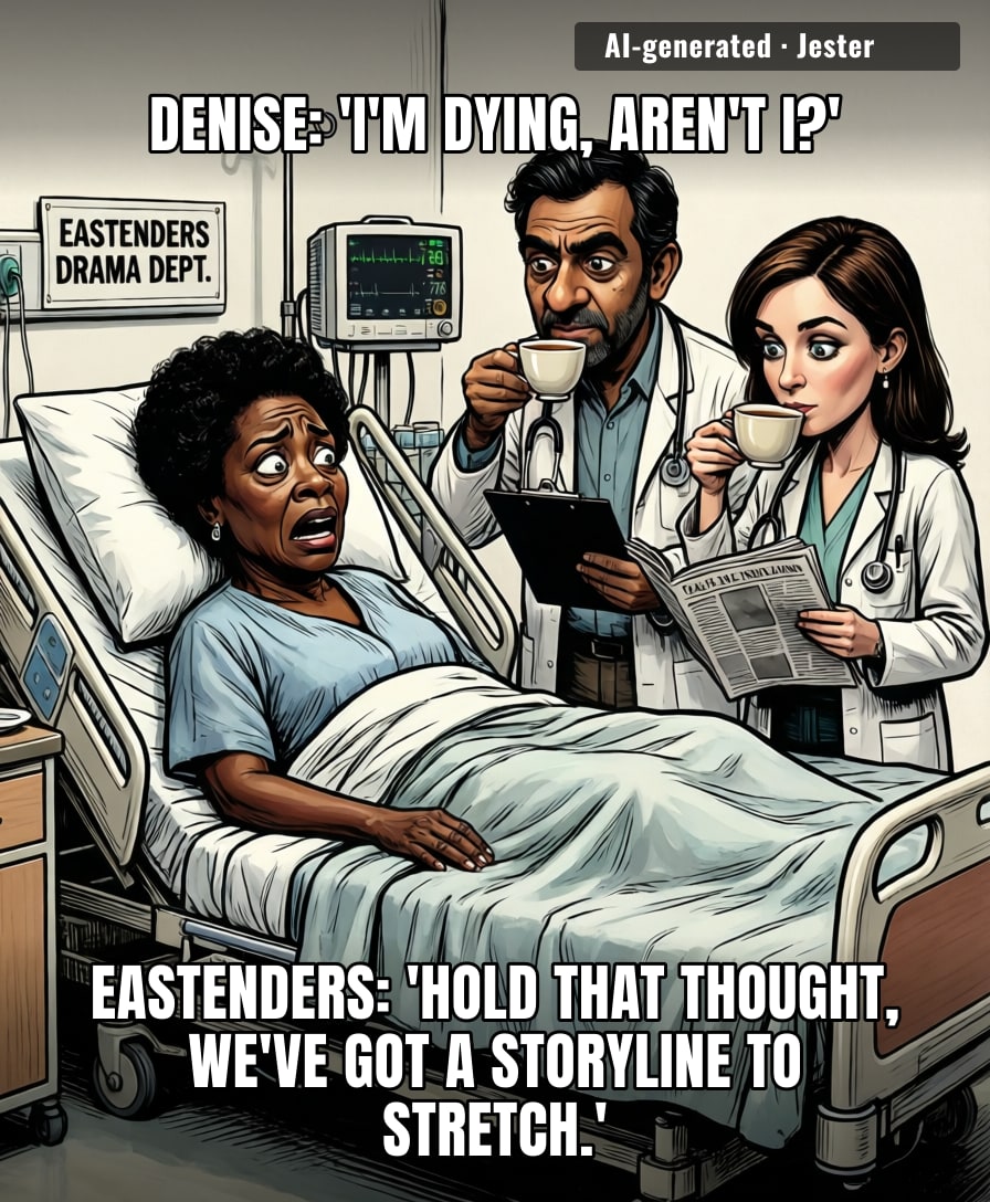 Denise is in a coma, which is the only way to get a proper rest in Albert Square.