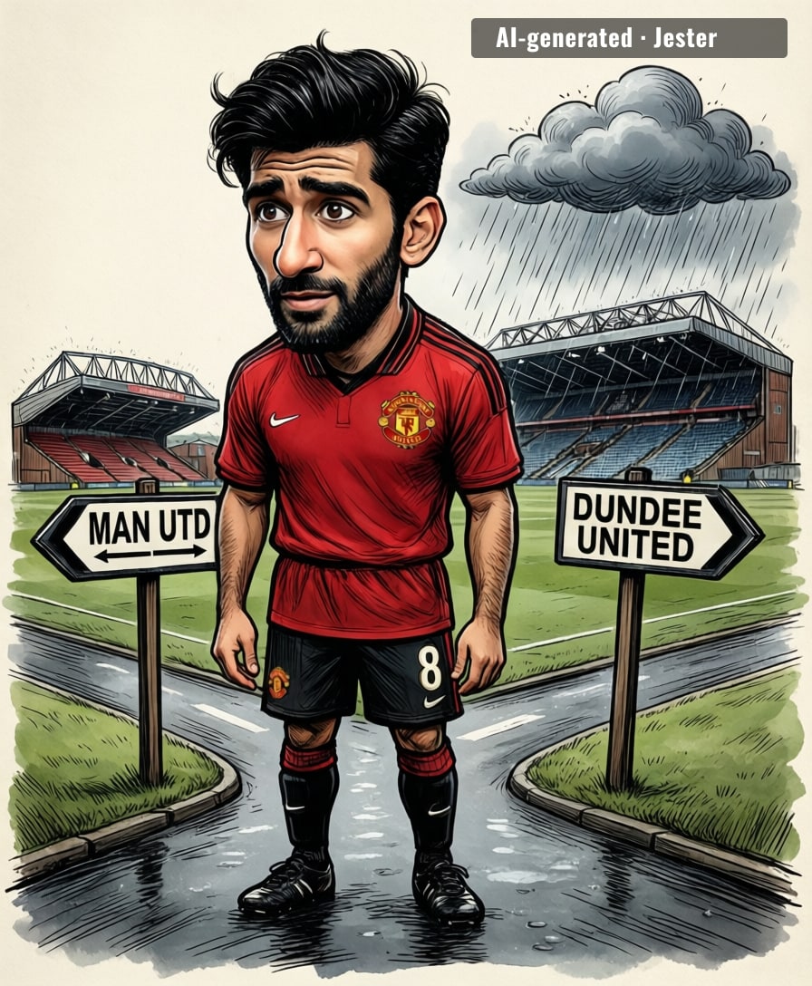 From Man United wonderkid to Dundee United — somewhere, his agent's LinkedIn just updated to 'development opportunity.'