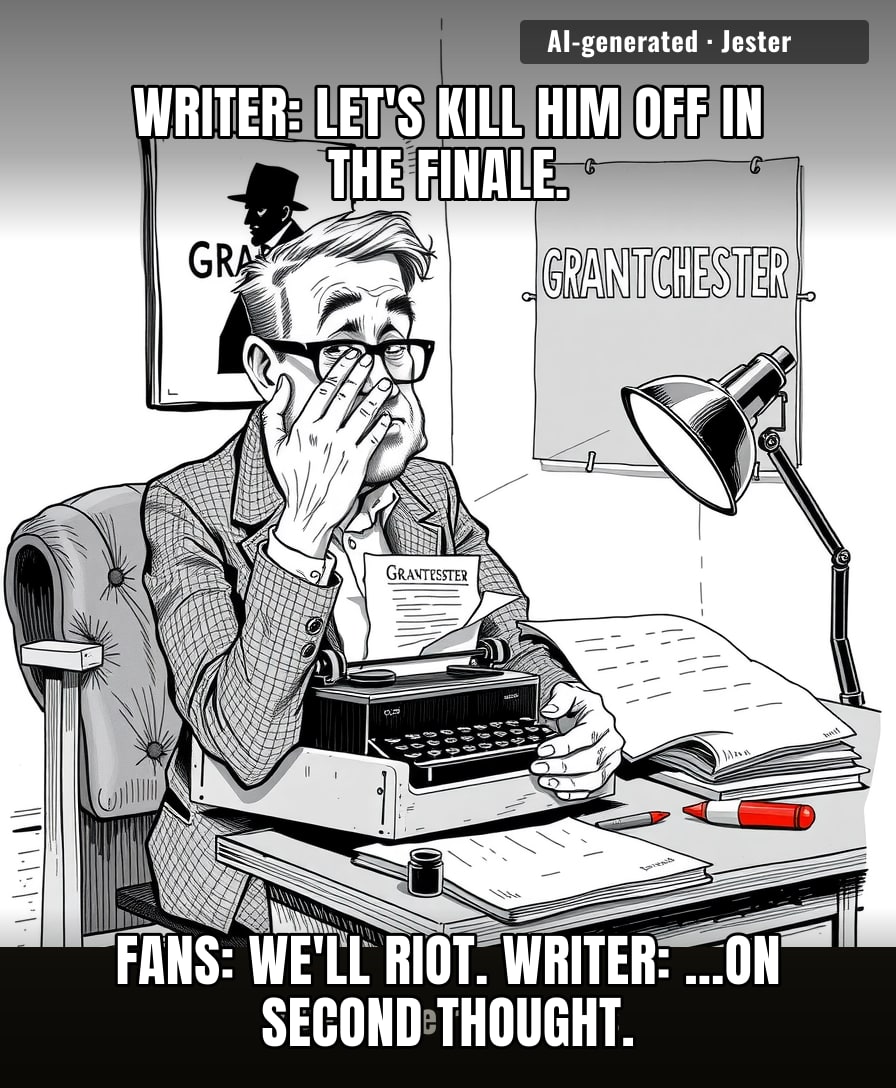 Nothing says 'beloved crime show' like a writer trying to murder the fan favorite in the last episode and getting talked out of it by imaginary viewers.