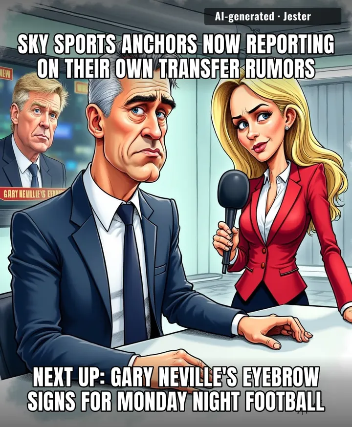 Breaking: Sky Sports presenter spotted walking to the coffee machine—record-breaking £50m move to the 'pundit's chair' expected to be confirmed by the half-time whistle.