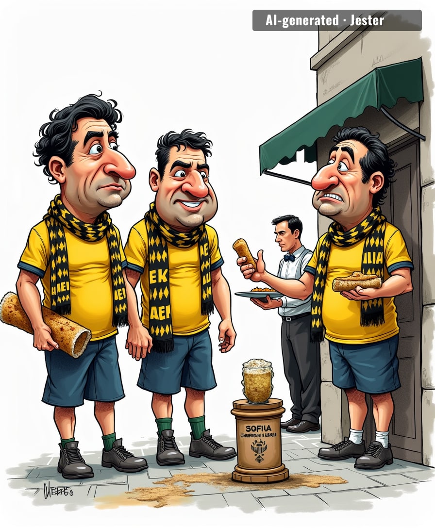 AEK traveled 800 kilometers to Sofia and still couldn't find a trophy, but they did find 14 different ways to wrap a pork sandwich.