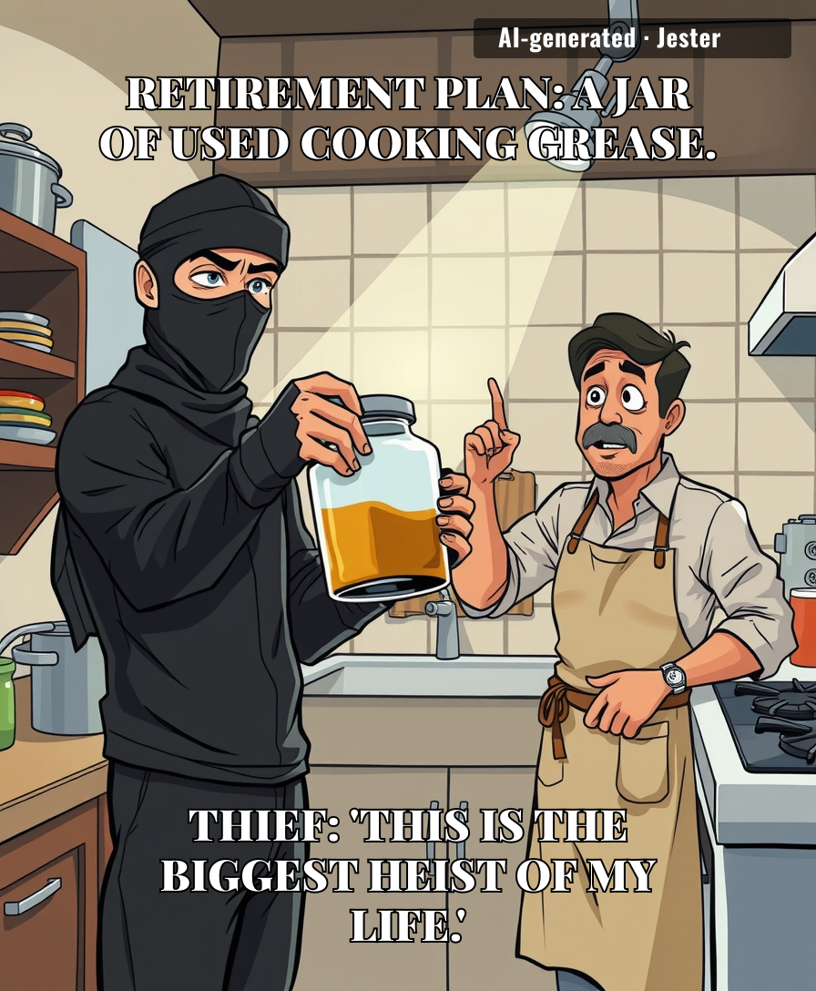 Thief stole a jar of used grease thinking it's liquid gold. In this economy, it is.