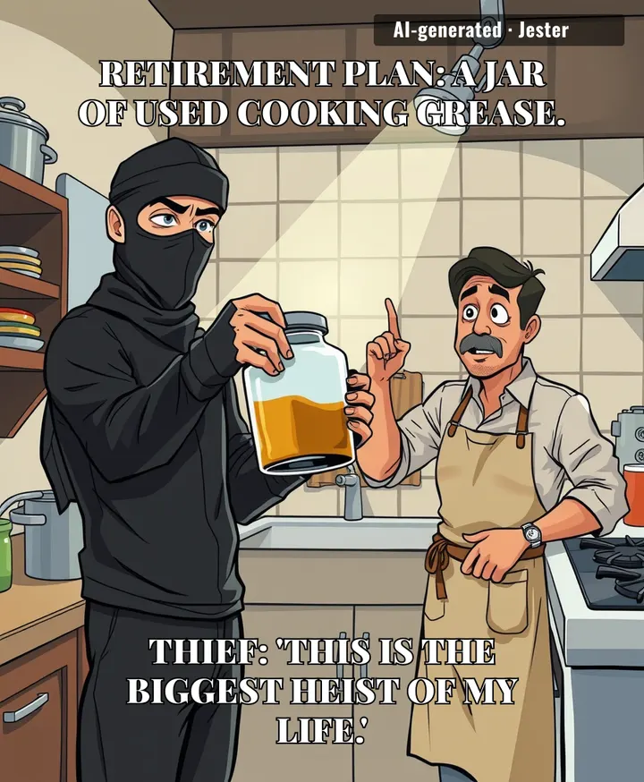 Thief stole a jar of used grease thinking it's liquid gold. In this economy, it is.
