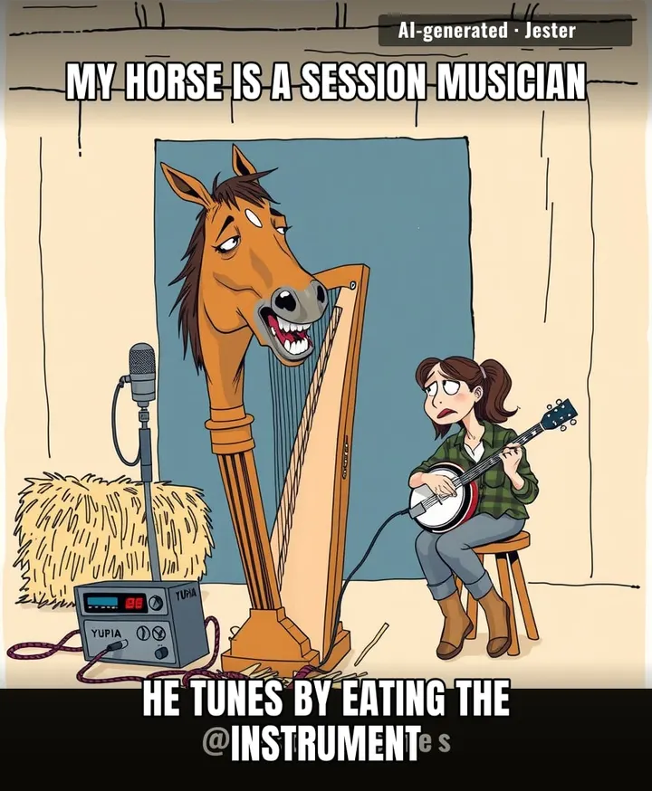 A horse just made the album and I'm still the one carrying the equipment.