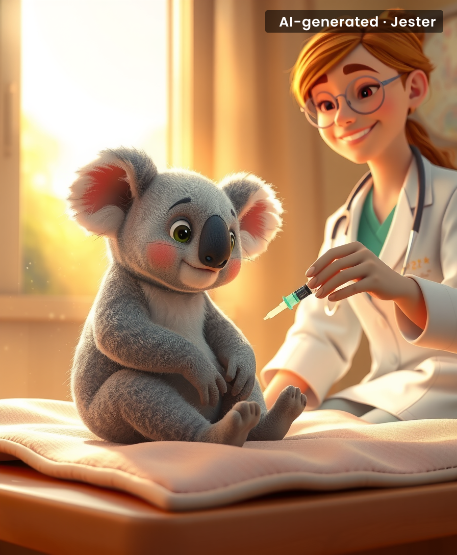 When you're an 18-month-old koala and your shots come in pairs—that's how you know science has your back.