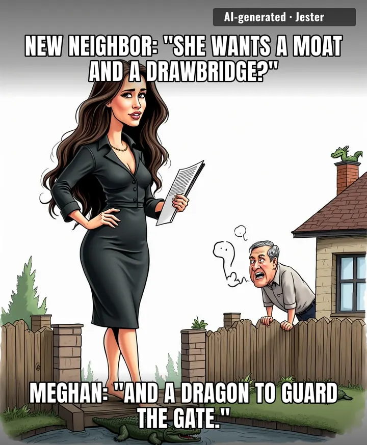 Meghan's moving checklist: moat, drawbridge, and a full-time royal apology hotline, because nothing says 'blending in' like a medieval fortress.