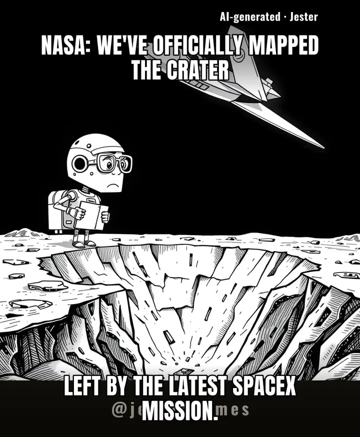 Finally, space exploration has reached the pinnacle of humanity's true potential: treating the lunar surface like a rental car return.