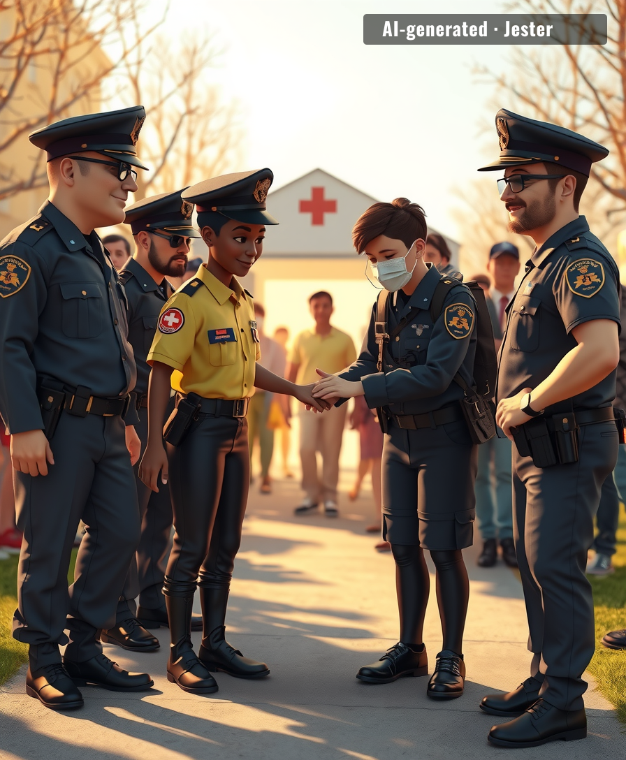 Nothing says 'we're in this together' like sharing a first-aid kit across the barricade.