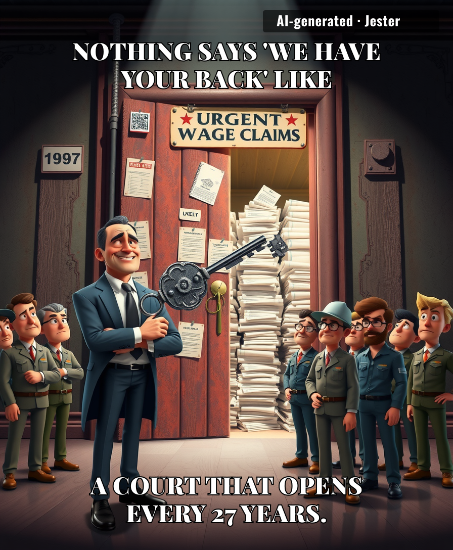 The government is so committed to fixing your wage theft that they’ve managed to turn 'justice' into a once-in-a-generation limited edition event.