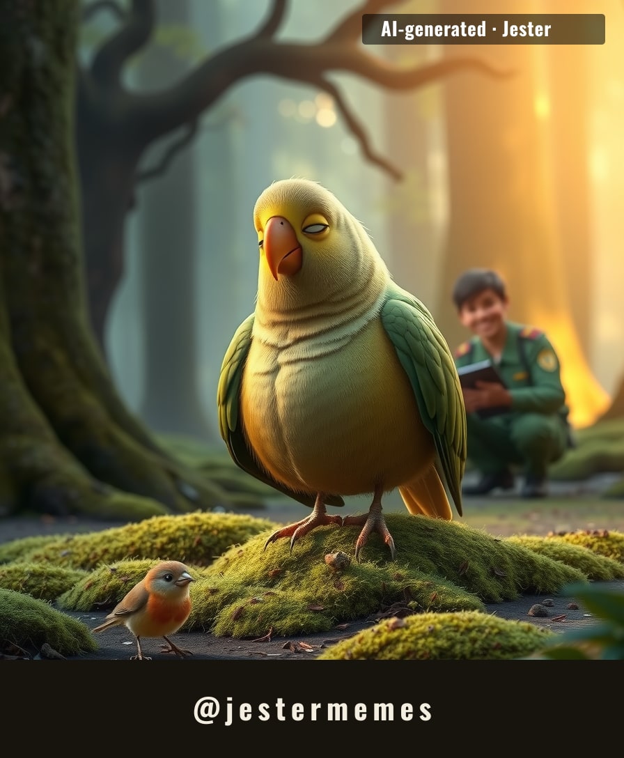 300 kākāpō on Earth, and every single one still heavier than your gym bag.