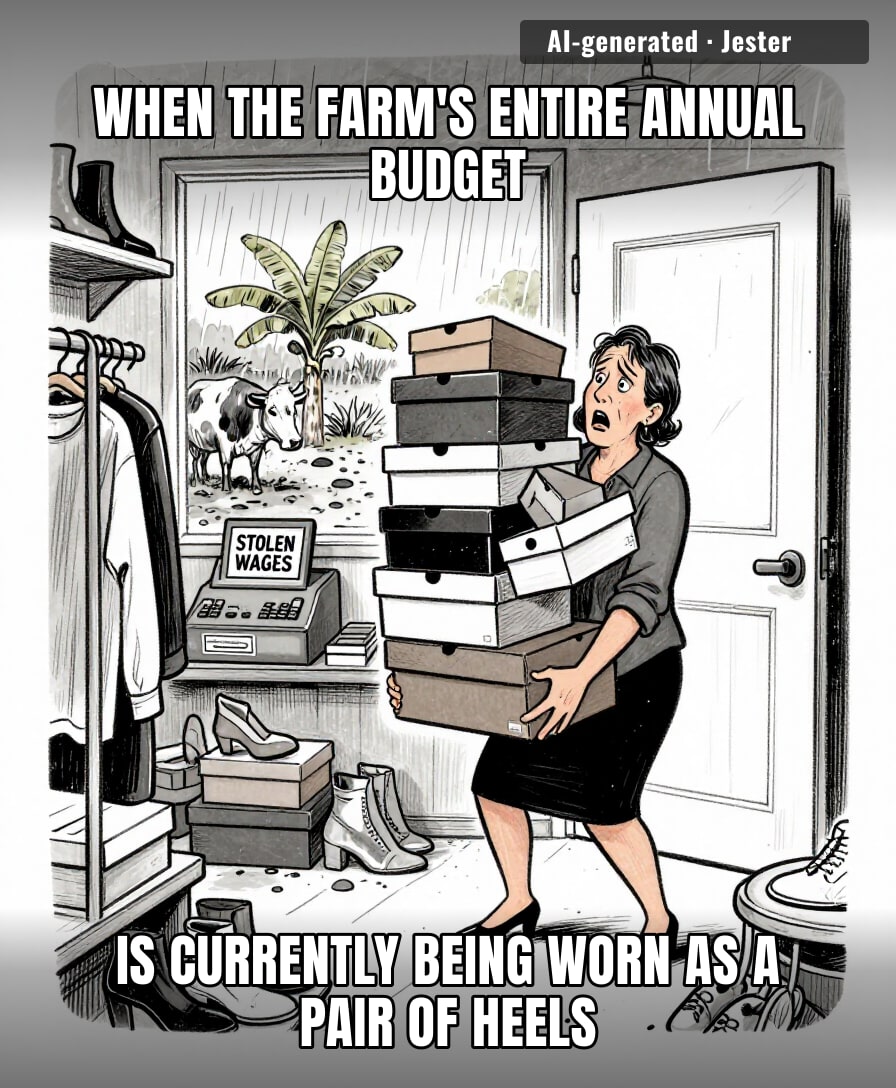 at least the farm finally had one person working in footwear.