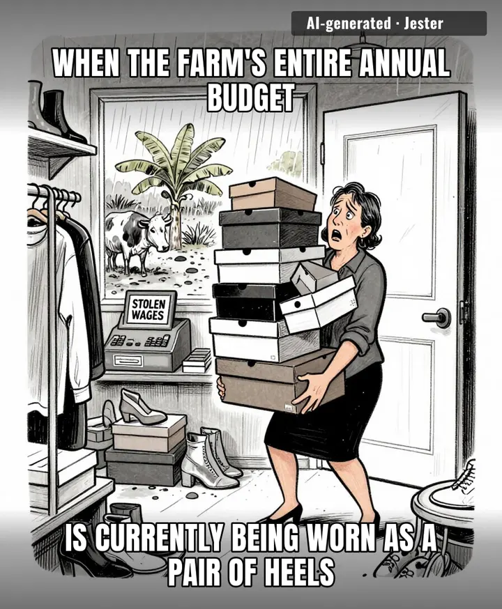 at least the farm finally had one person working in footwear.