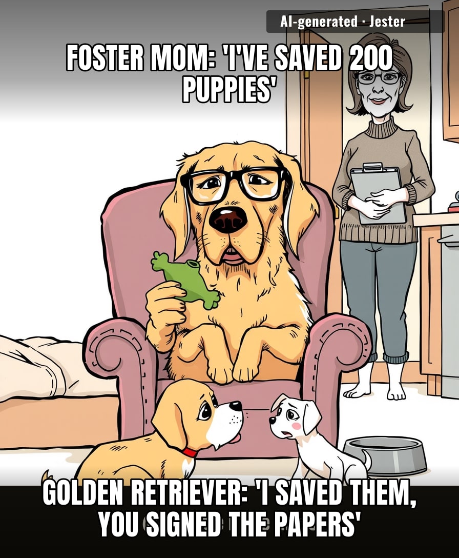 200 fosters and the dog is the one with the emotional bandwidth.