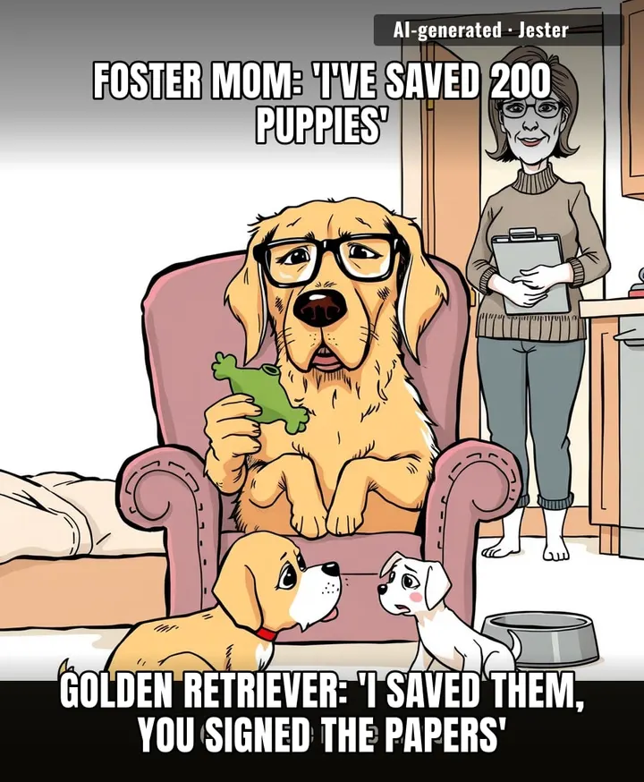 200 fosters and the dog is the one with the emotional bandwidth.