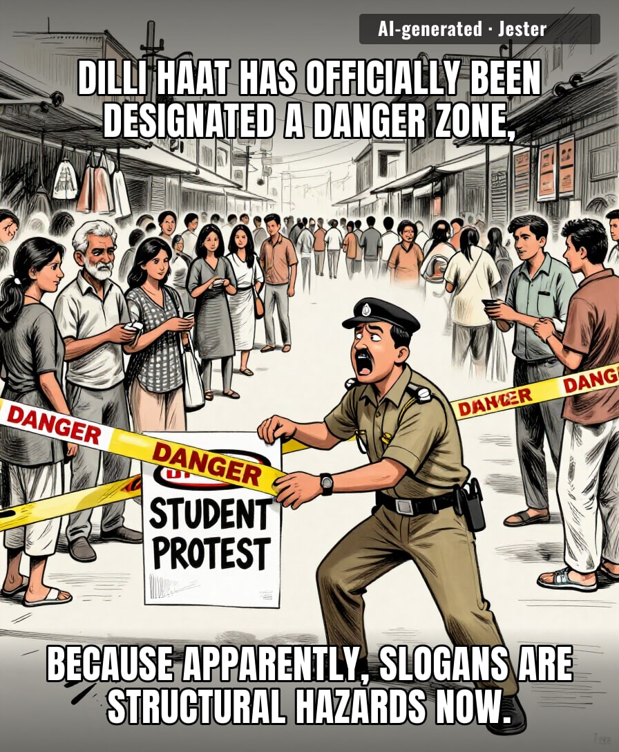 The government is so terrified of a student with a cardboard sign that they’ve effectively treated the entire city like it’s one big Jenga tower.