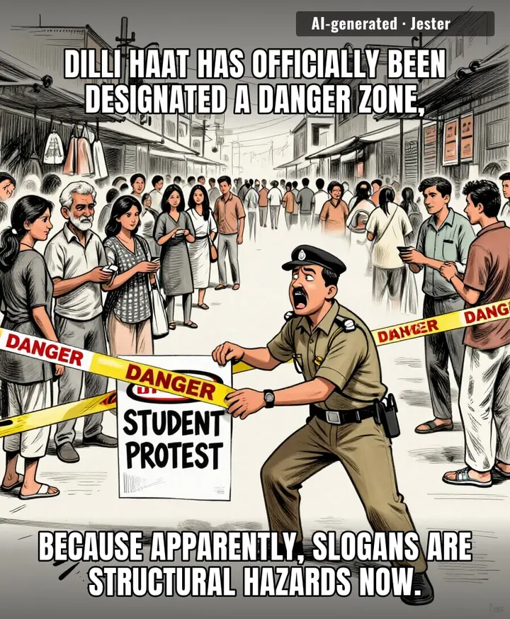 The government is so terrified of a student with a cardboard sign that they’ve effectively treated the entire city like it’s one big Jenga tower.