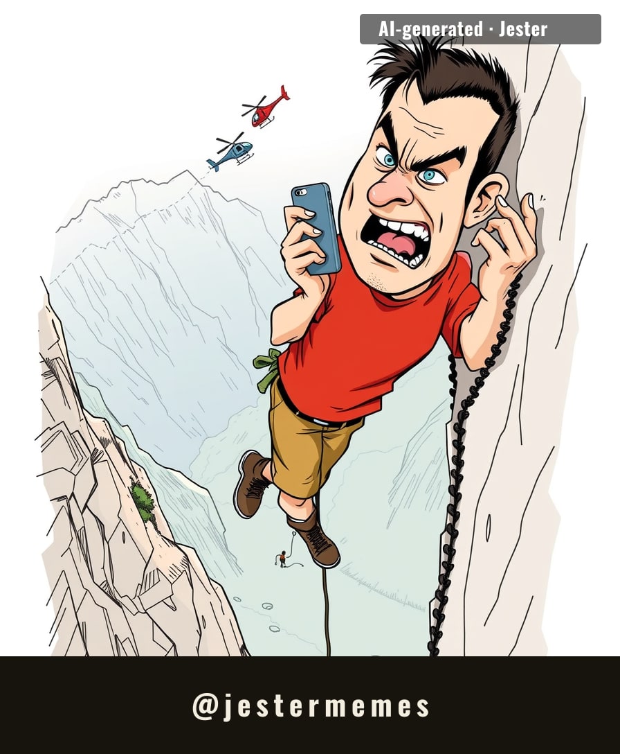 Free soloing is just extreme trust-falling with extra steps — and this guy turned it into the world's most dramatic customer-service call.
