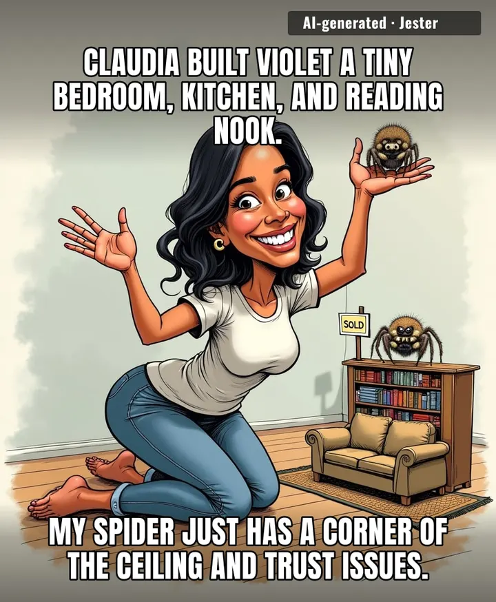Claudia's jumping spider has better interior design than my entire apartment. And I pay actual money for mine.