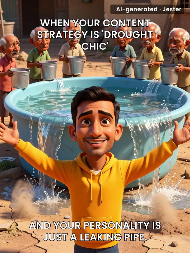 Sourav Joshi really looked at a nationwide water crisis and thought, 'What this needs is a giant, temporary bathtub for my main character energy.'