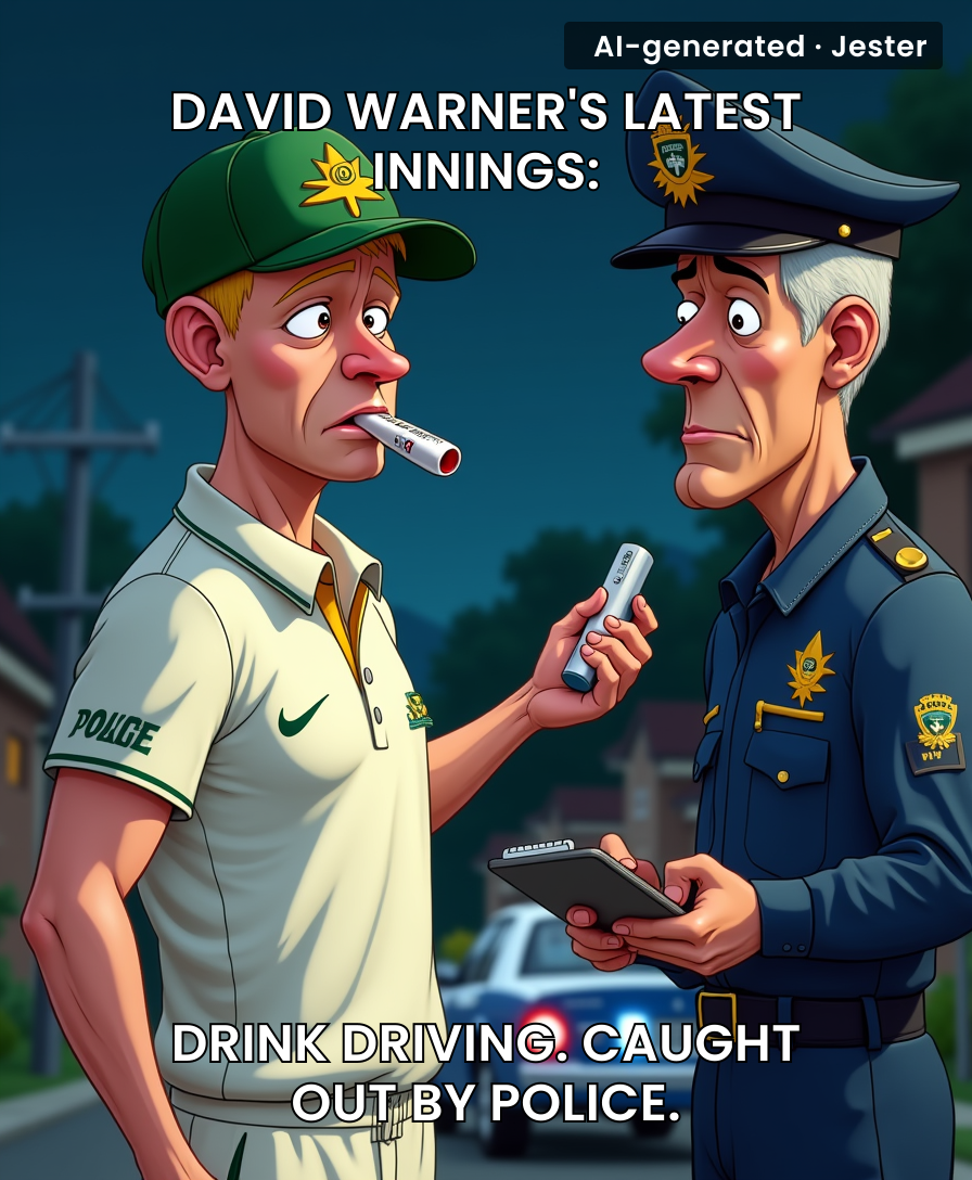 David Warner just proved the only drive he can't master is the one home from the pub.