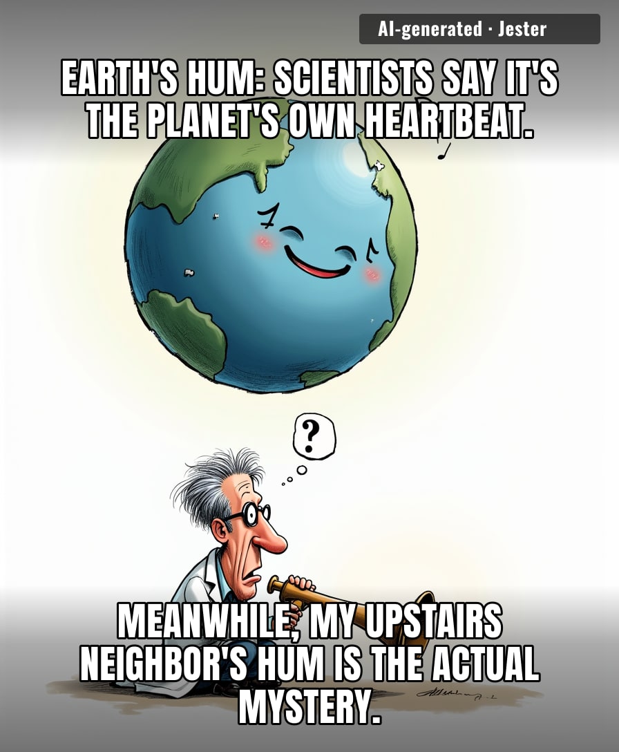 Scientists spent decades decoding Earth's hum while my upstairs neighbor's 3am treadmill remains an unsolved quantum mystery.